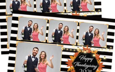 Thanksgiving Photo Booth Template – Maple Leaves and Golden Frames 4×6 Postcard